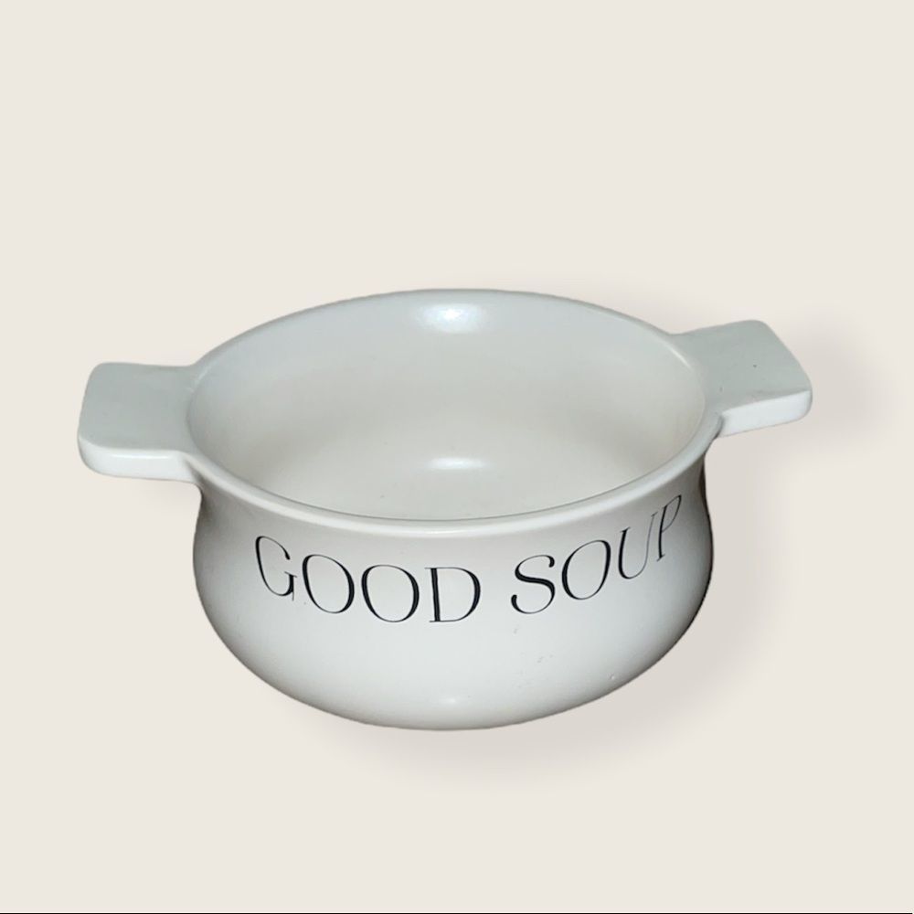Indigo White “Good Soup” Ceramic Soup Bowl